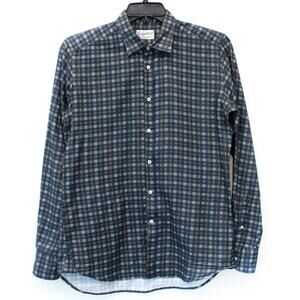 Bevilacqua Vintage Gray Plaid Button Up Shirt Blouse Top Medium made in Italy